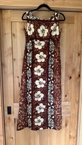 Maxi abito hawaiano vintage floreale ibisco taglia S? Panno corteccia cotone Ui-Maikai - Foto 1 di 12