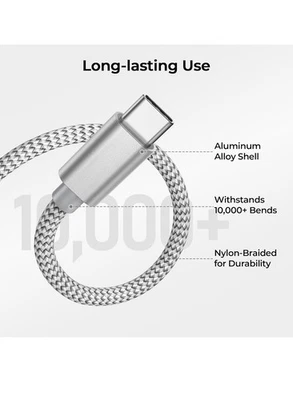 USB Type C Cable USB C Cable 2 Pack 6ft Nylon Braided Fast Charger - Image 1 of 4