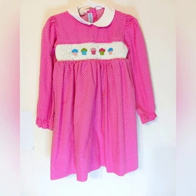 Vive La Fete  pink smocked cupcake polka dot party dress. Size 3 - Image 1 of 4