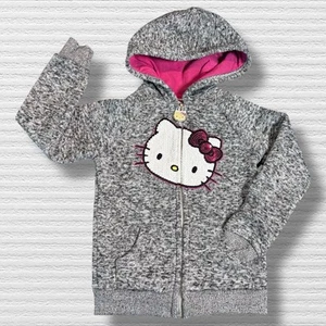 Hello Kitty Knit Sequin Zipper Front Enamel Pull Tab Jacket 2020 Size 5/6 - Picture 1 of 8