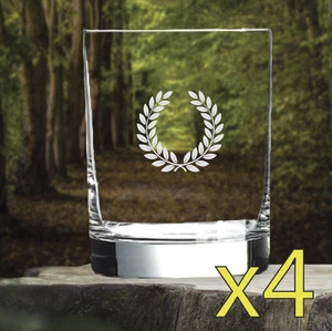 Vasos de whisky Laurel Wreath x4 dobles 14 OZ premium regalo antiguo NUEVO - Imagen 1 de 9