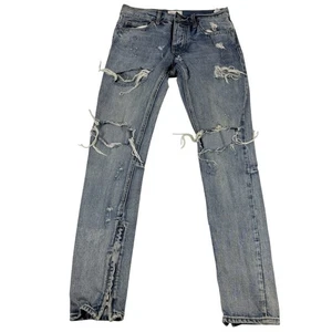 Pantalones de mezclilla desgastados Fear Of God para hombre 30x32 cuarta colección 2015-2016 cremallera al tobillo - Imagen 1 de 15