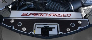 Placa de cabezal frontal rojo vinilo CF "SUPERCARGADOR" para Camaro 2016-20 [fibra de carbono] - Imagen 1 de 1