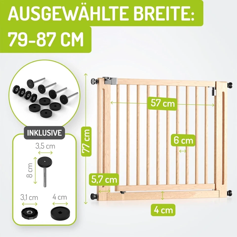BOMI Treppengitter, Buchenholz, ohne Bohren, 79-87 cm - Bild 1 von 1