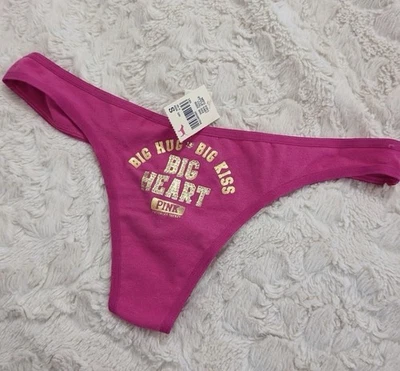 Tanga lateral magra Victoria's Secret rosa GG pequena algodão vintage nova com etiquetas P - Imagem 1 de 4