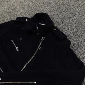 Gap Jacket Womens XS Black Wool Moto Asymmetrical Zip Front Epaulet Biker Racer - Picture 1 of 11