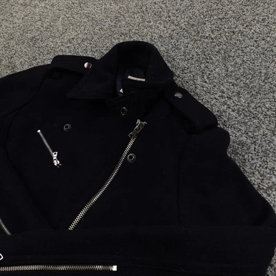 Gap Jacket Womens XS Black Wool Moto Asymmetrical Zip Front Epaulet Biker Racer - Image 1 of 4