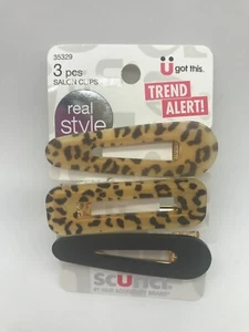 Scunci #1 Haarschmuck Marke, 3 Stück Salon Clips. Gepard/Schwarz - Bild 1 von 2