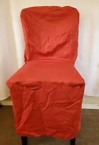 POTTERY BARN - Loose-fit Dining Side Chair Slipcover Cotton Twill Cranberry NEW - Picture 1 of 9