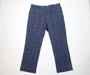Vtg 70s Orvis Mens Size 40x32 Faded Wide Leg Bell Bottoms Pants Plaid Cotton USA - Picture 1 of 11