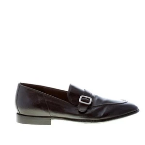GREEN GEORGE men shoes Black soft leather hand-crafted in Italy loafer buckle - Picture 1 of 8