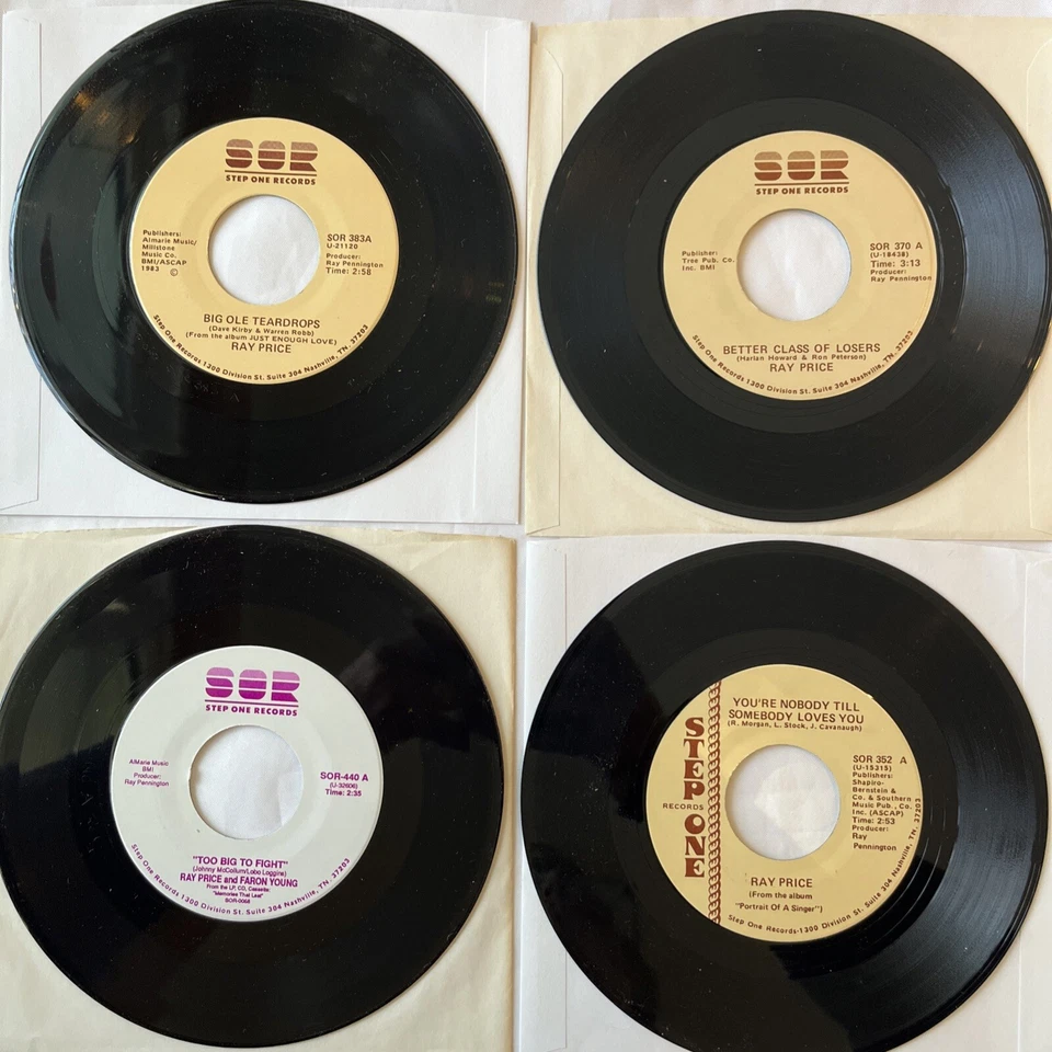 RAY PRICE COUNTRY 45's Classic STEP ONE RECORDS releases 80's - Image 1 of 4