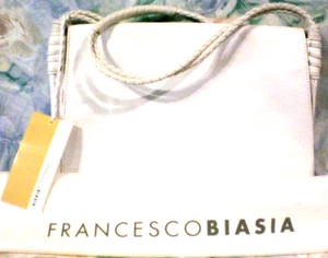 NEW FRANCESCO BIASIA WHITE CALFSKIN (SOFT) LEATHER HANDBAG/PURSE - Picture 1 of 5