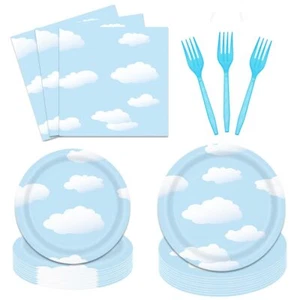 96 PCS Blue Sky White Cloud Party Decorations Boys Girls Baby Shower Kids Bir... - Picture 1 of 4