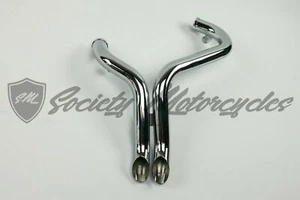 Chrome 1 3/4" Drag Pipes Exhaust For Harley Dyna Fat Street Bob Wide Glide HJ - Picture 1 of 8