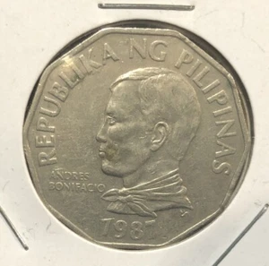 1987 Philippines 2 Piso Copper Nickel Coin -31MM-KM#244 - Picture 1 of 4