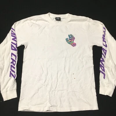 Camisa Santa Cruz Hombre Camiseta Pequeña Manga Larga Mano Gritando Blanco Spelleño Brazos Foto 1 de 4