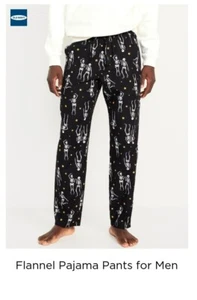 Old Navy Herren große schwarze Flanell Skelett Halloween Druck Pyjamahose Neu mit Etikett - Bild 1 von 3