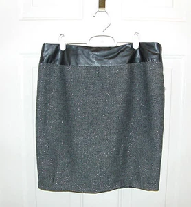 Valerie Bertinelli Pencil Skirt Black & Gray with Metallic Threads Size 8  - Picture 1 of 6