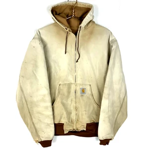 Vintage Carhartt Duck Jacket XL Brown Full Zip Workwear Distressed - Picture 1 of 14