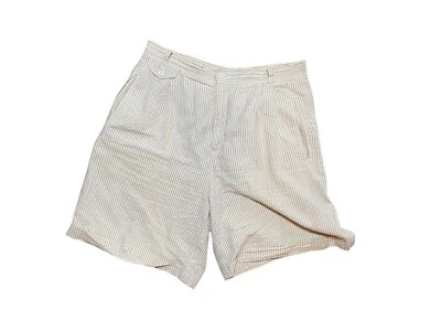 Винтажные бежевые и кремовые полосатые шорты-бермуды 80-х годов. Размер 10 - Изображение 1 из 4
