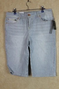 INC neue gestreifte Damen-Jeansshorts Indigo Wash Bermuda blau neu mit Etikett R7F2 - Bild 1 von 4