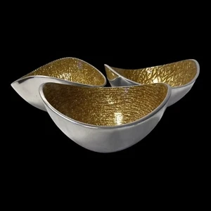 Silver & Gold Metallic Bowls Simply Designz Organic Serving Small Nut Dip 5” (3) - Picture 1 of 6