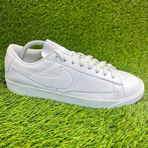 Nike Blazer Low Womens Size 11 Triple White Athletic Leather Shoes Sneakers - Picture 1 of 10