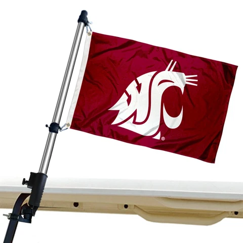 Washington State Cougars Golf Cart Flag and Flagpole Mount Holder Cover