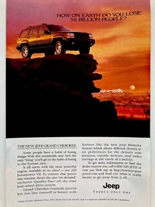 1996 Jeep Grand Cherokee Print Ad 4x4 Most Powerful Engine - Picture 1 of 2