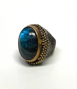 Unikat Bora 925 Silber und natürlicher Labradorit Ring Größe 5,5 - Bild 1 von 6