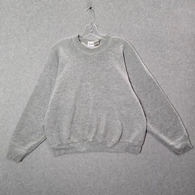 复古 Fruit Of The Loom 女式运动衫 L 灰色羊毛休闲装 90 年代美国阅读 — 第 1/4 张图片