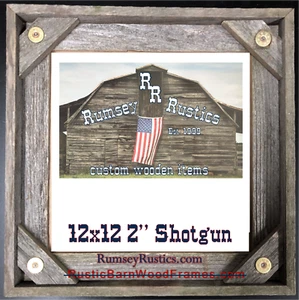 12x12" Shotgun Shell rustic barnwood barn wood picture frame weathered upcycled - Picture 1 of 4