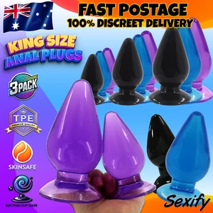 3 Pack Anal Plug Big Fat Extra Large Dong Butt Anal Beads Huge Dildo XL Sex Toy - Picture 1 of 27