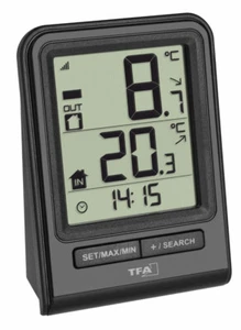 TFA 30.3063 Prisma digitales Funk Thermometer mit Außensensor Temperatur Uhrzeit - Bild 1 von 3