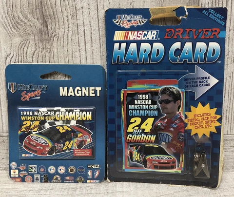 1998 Jeff Gordon #24 NASCAR DuPont Racing Magnet & Driver Hard Card WinCraft Cover
