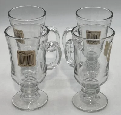 Lote de 4 tazas de café irlandesas Libbey 5295 transparentes 8 oz nuevas en stock Foto 1 de 3