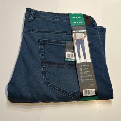 Pantalones de mezclilla elásticos ajustados Axel azul Buffalo David Bitton para hombre nuevos con etiqueta 38 x 32 Foto 1 de 4