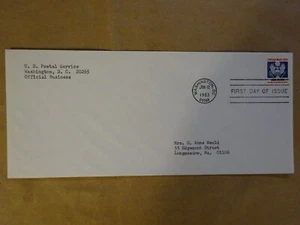 Official Mail January 12 1983 Washington, DC First Day of Issue FDC "USA $1" - Picture 1 of 8