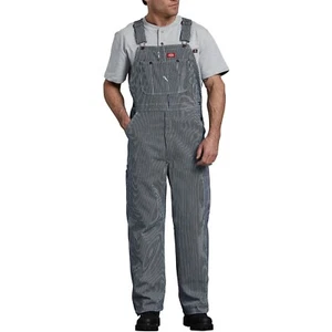 Dickies Men's Coverall Bib Overall Workwear Cotton Stripe Adjustable Strap 83297 - Picture 1 of 37
