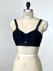 Vintage 1950s Perma Lift Black Bullet Bra Brassiere Silk and Lace AS IS - Picture 1 of 13