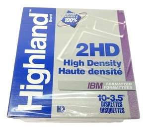New Highland 2HD High Density IBM Formatted 10-3.5” Diskettes 0-51111-44766-6 - Picture 1 of 5