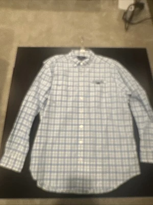 Vineyard Vines Performance 男式 L Harbor 衬衫白色蓝色条纹新品 — 第 1/4 张图片