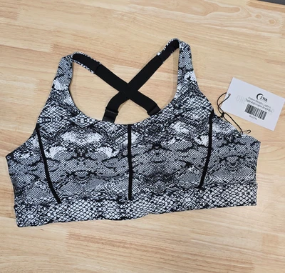 Zyia Active 女式 XXL 码运动胸罩眼镜蛇金属色轻质 n 紧身可调节 — 第 1/4 张图片
