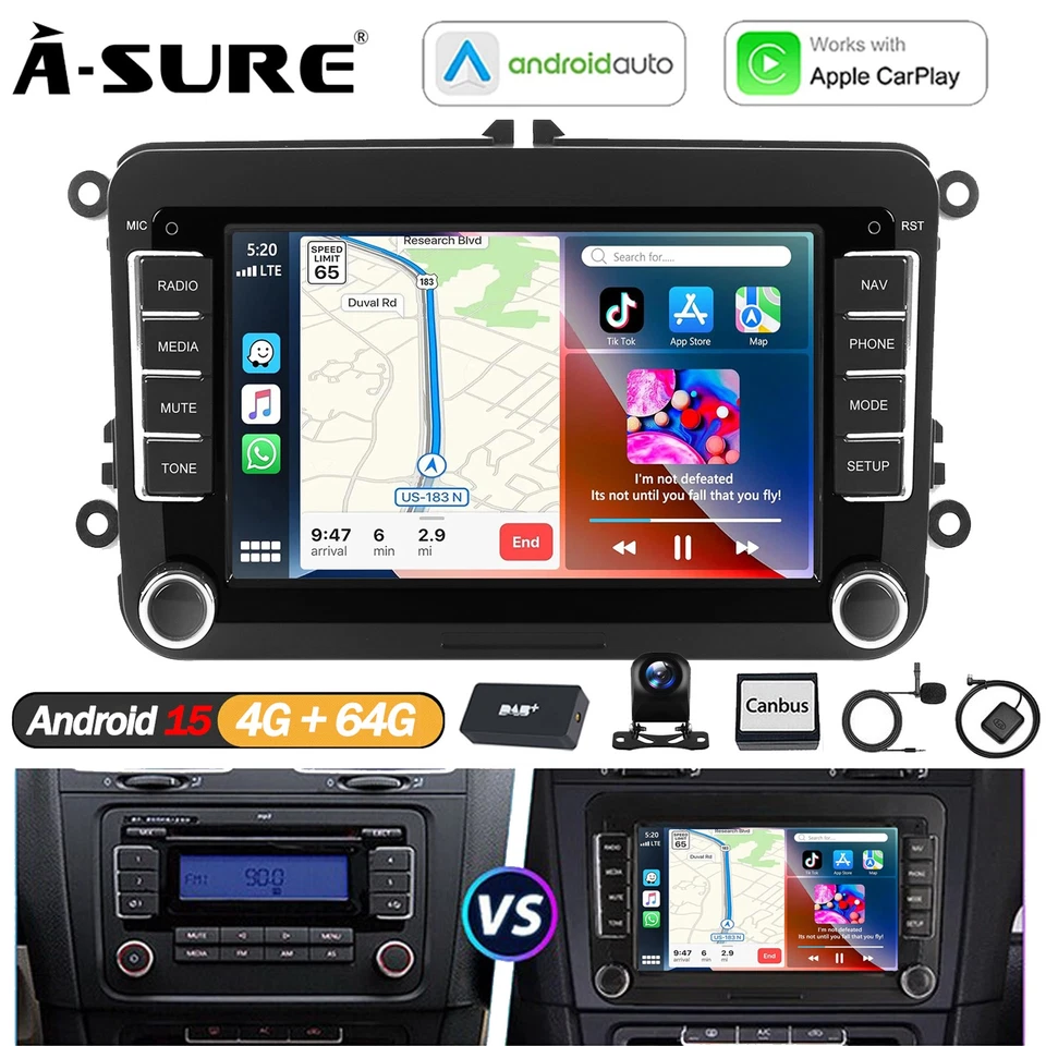 Android 8.1/8.0 Autoradio Navi GPS DVD für VW Golf 5 6 PASSAT Tiguan T5 EOS DAB