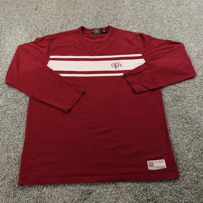 Винтажный Ralph Lauren рубашка мужская L красный белый Polo джинсы с длинным рукавом гранж 90-х Y2K - Изображение 1 из 4