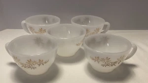 Set of 5 Tea/Coffee Cups - FEDERAL MILK GLASS "Golden Glory" Heat Proof - Picture 1 of 4