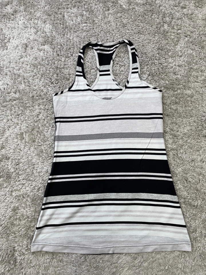 Camiseta sin mangas a rayas espalda deportiva para mujer mediana negra blanca gris yoga correr Foto 1 de 4