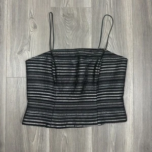 JS Collections Metallic Striped Cami Top Black Silver Evening Tank 14 - Picture 1 of 6