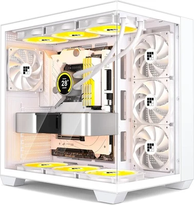 ATX Gaming PC Gehäuse 4x Lüfter 270 Grad Glas Type C Weiß ohne RGB - Bild 1 von 4